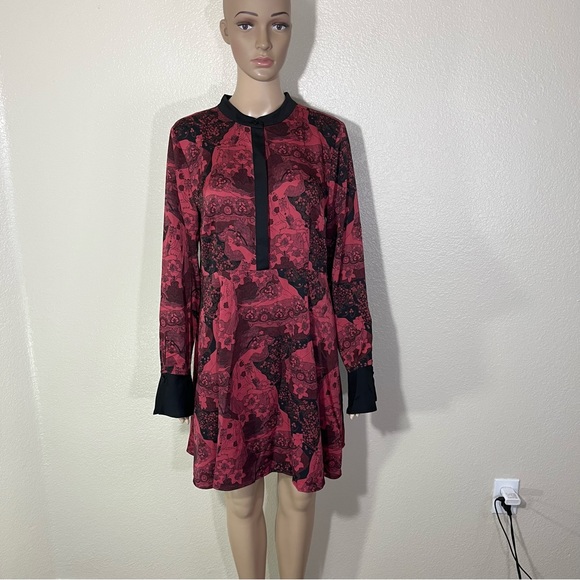 Modcloth | Dresses | Modcloth Retro Romance Long Sleeve Dress Crimson ...